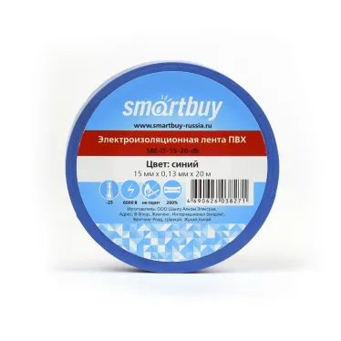 Изолента Smartbuy, 0.13х15мм, 20 метров, синяя (SBE-IT-15-20-db)