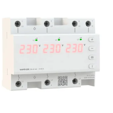 Трехфазное реле напряжения Welrok D6-40 red