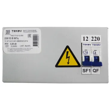 Ящик с понижающим трансформатором ЯТП 0.25 230/24 (2 авт. выкл.) IP31 TOKOV ELECTRIC TKE-TT12-24-250