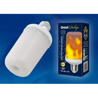 Лампа светодиодная LED-L60-6W-FLAME-E27-FR PLD01WH 6Вт матовая E27 декоративная (упак. картон) Uniel UL-00003360