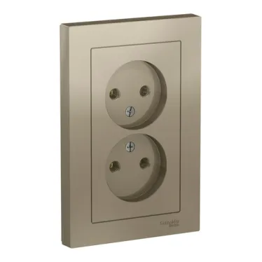 Розетка 2-м СП AtlasDesign 16А IP20 без заземл. в сборе шампань SE ATN000520