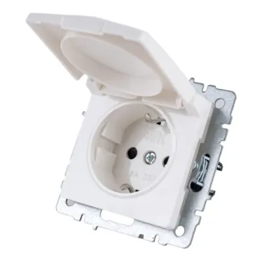Розетка BRITE РСбш10-3-44-БрБ 16А IP44 с заземл. защ. шторки с крышкой механизм бел. IEK BR-R16-16-44-K01