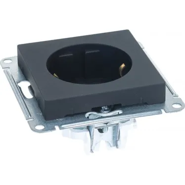 Розетка 1-м СП AtlasDesign 16А IP20 с заземл. механизм карбон SE ATN001043