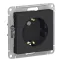 Розетка 1-м СП AtlasDesign 16А IP20 с заземл. защ. шторки с крышкой механизм карбон SE ATN001046