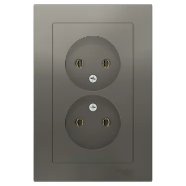 Розетка 2-м СП AtlasDesign 16А IP20 без заземл. в сборе сталь SE ATN000920