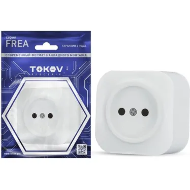 Розетка 1-м ОП Frea 16А IP20 250В без заземл. АБС-пластик бел. TOKOV ELECTRIC TKE-FR-R1-C01