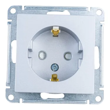 Розетка 1-м СП AtlasDesign 16А IP20 с заземл. защ. шторки механизм алюм. SE ATN000345