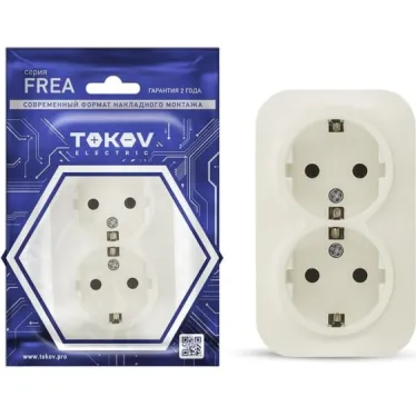Розетка 2-м ОП Frea 16А IP20 250В с заземл. АБС-пластик беж. TOKOV ELECTRIC TKE-FR-R2Z-C02