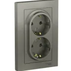                  Розетка 2-м СП AtlasDesign 16А IP20 с заземл. в сборе сталь SE ATN000924
               