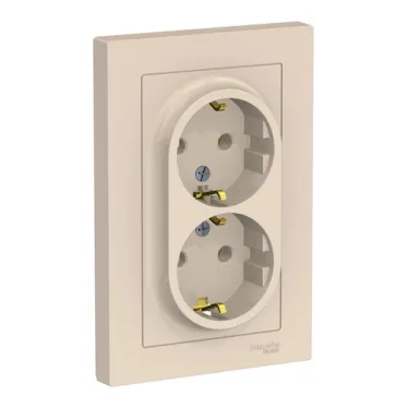 Розетка 2-м СП AtlasDesign 16А IP20 с заземл. в сборе беж. SE ATN000224
