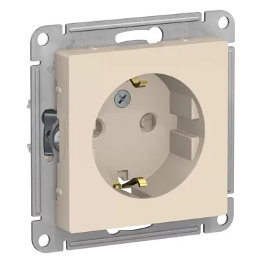 Розетка 1-м СП AtlasDesign 16А IP20 с заземл. защ. шторки механизм беж. SE ATN000245
