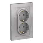                  Розетка 2-м СП AtlasDesign 16А IP20 с заземл. в сборе алюм. SE ATN000324
               