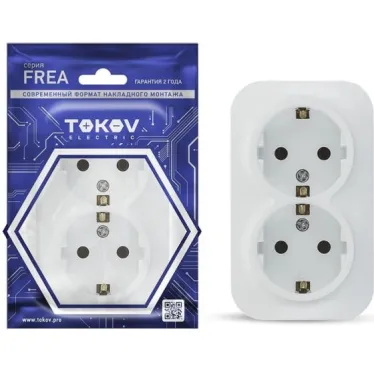 Розетка 2-м ОП Frea 16А IP20 250В с заземл. АБС-пластик бел. TOKOV ELECTRIC TKE-FR-R2Z-C01