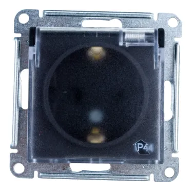 Розетка 1-м СП AtlasDesign Aqua 16А IP44 с заземл. защ. шторки с крышкой механизм бел. SE ATN440146
