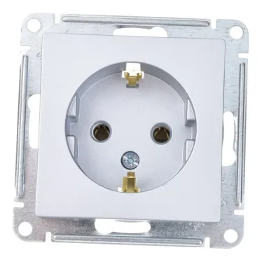 Розетка 1-м СП AtlasDesign 16А IP20 с заземл. механизм алюм. SE ATN000343