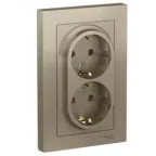                 Розетка 2-м СП AtlasDesign 16А IP20 с заземл. в сборе шампань SE ATN000524
               
