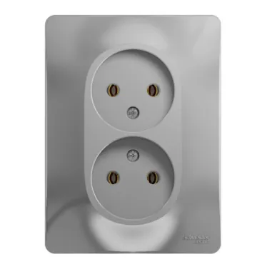 Розетка 2-м СП Glossa 16А IP20 без заземл. в сборе алюм. SE GSL000320