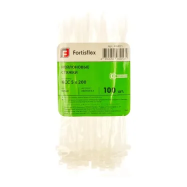 Хомут кабельный КСС 5х200 нейл. бел. (уп.100шт) Fortisflex 49401