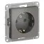 Розетка 1-м СП AtlasDesign 16А IP20 с заземл. механизм сталь SE ATN000943