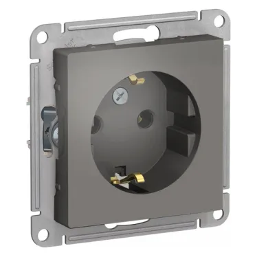 Розетка 1-м СП AtlasDesign 16А IP20 с заземл. механизм сталь SE ATN000943