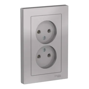 Розетка 2-м СП AtlasDesign 16А IP20 без заземл. в сборе алюм. SE ATN000320