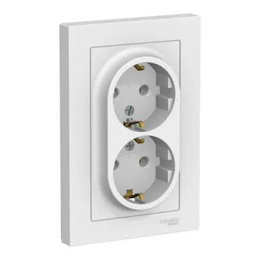 Розетка 2-м СП AtlasDesign 16А IP20 с заземл. в сборе бел. SE ATN000124