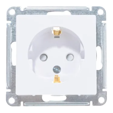 Розетка 1-м СП AtlasDesign 16А IP20 с заземл. защ. шторки механизм бел. SE ATN000145