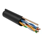 Кабель витая пара F/UTP кат.5e 4х2х24AWG solid PE OUTDOOR трос черн. (м) Rexant 01-0144