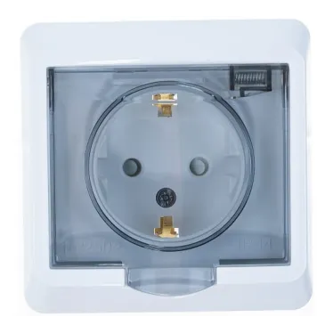Розетка 1-м СП Этюд 16А IP44 250В с заземл. защ. шторки бел. SE PC16-044B