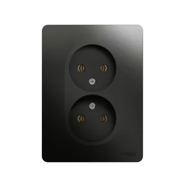 Розетка 2-м СП Glossa 16А IP20 без заземл. в сборе антрацит SE GSL000720
