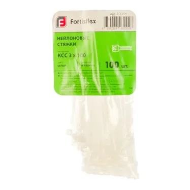 Хомут кабельный КСС 3х100 нейл. бел. (уп.100шт) Fortisflex 49391
