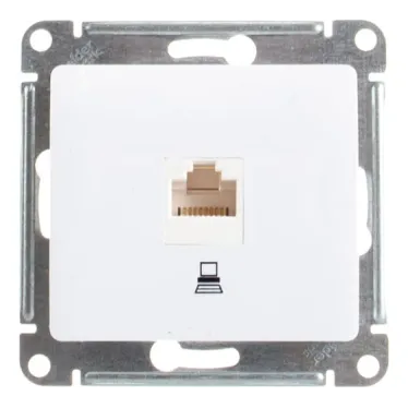 Розетка компьютерная 1-м СП Glossa RJ45 кат.5E механизм бел. SE GSL000181K