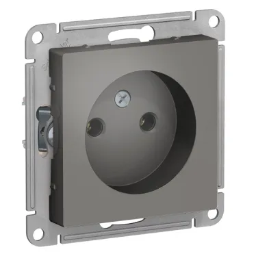 Розетка 1-м СП AtlasDesign 16А IP20 без заземл. без защ. шторок механизм сталь SE ATN000941