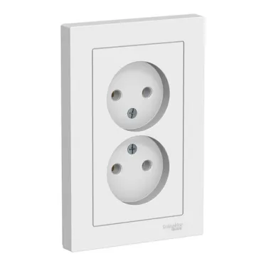 Розетка 2-м СП AtlasDesign 16А IP20 без заземл. в сборе бел. SE ATN000120