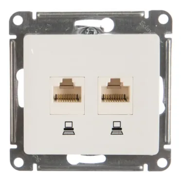 Розетка компьютерная 2-м Glossa RJ45 кат.5E механизм бел. SE GSL000185KK