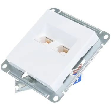 Розетка компьютерная 2-м AtlasDesign RJ45 кат.5E механизм бел. SE ATN000185