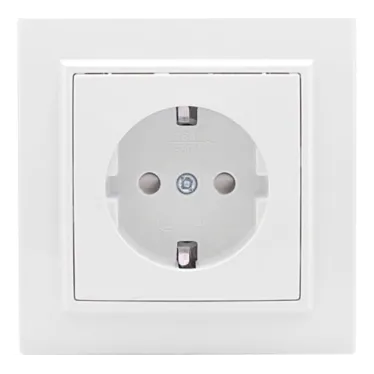 Розетка 1-м СП Минск 16А IP20 с заземл. защ. шторки бел. Basic EKF ERR16-028-100