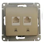                  Розетка компьютерная 2-м Glossa RJ45 кат.5E механизм титан SE GSL000485KK
               