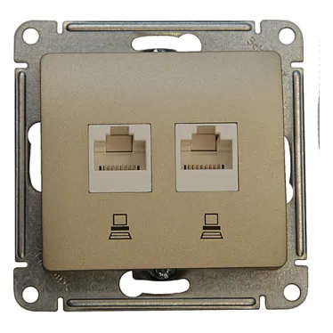 Розетка компьютерная 2-м Glossa RJ45 кат.5E механизм титан SE GSL000485KK