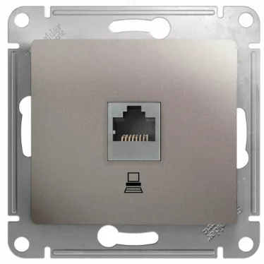 Розетка компьютерная 1-м Glossa RJ45 кат.5E механизм платина SE GSL001281K