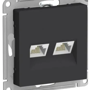 Розетка компьютерная 2-м AtlasDesign RJ45 кат.5E механизм карбон SE ATN001085