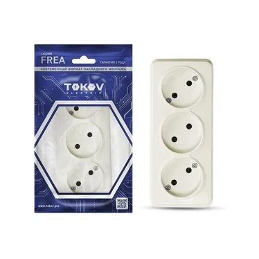 Розетка 3-м ОП Frea 16А IP20 250В без заземл. АБС-пластик беж. TOKOV ELECTRIC TKE-FR-R3-C02