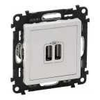 Розетка USB 2-м СП Glossa тип A+A 5В/2.1А 2х5В/1.05А механизм беж. SE GSL000233