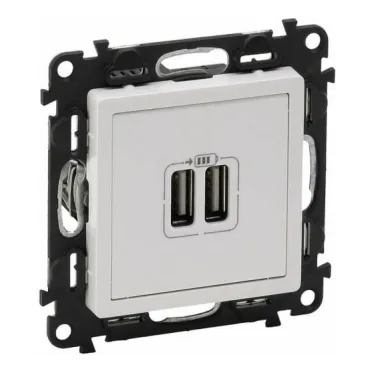Розетка USB 2-м Valena Life 240В/5В 2400мА с лицев. панелью механизм бел. Leg 753412