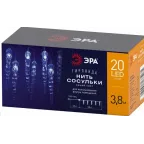                  Гирлянда светодиодная "Нить" "Сосульки" 3.8м 20LED син. IP20 220В дл. провода 2.5м Эра Б0055995
               