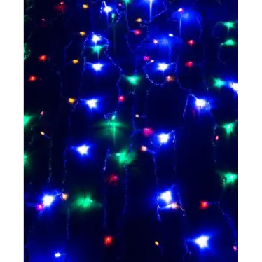 Гирлянда светодиодная "Бахрома" 2х0.7м 100LED схема нитей 4/8/6/7 мультиколор IP20 возможность соединения до 3шт 220В КОСМОС KOC_CUR-V22