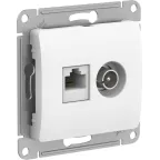                  Розетка компьютерная + телевизионная 2-м Glossa RJ45 кат.5E + TV механизм бел. SE GSL000189
               