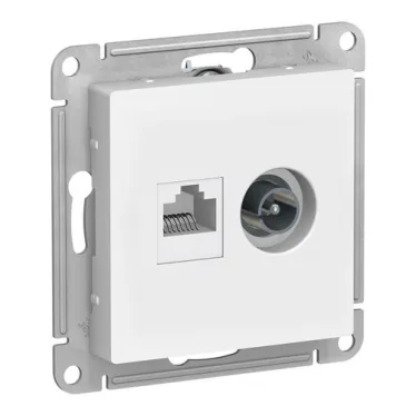 Розетка компьютерная + телевизионная 2-м AtlasDesign RJ45 кат.5E + TV механизм бел. SE ATN000189