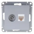                  Розетка компьютерная + телевизионная 2-м AtlasDesign RJ45 кат.5E + TV механизм алюм. SE ATN000389
               