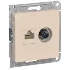 Розетка компьютерная + телевизионная 2-м AtlasDesign RJ45 кат.5E + TV механизм бел. SE ATN000189